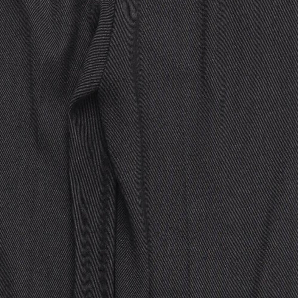 Marks and Spencer Mens Grey Polyester Trousers Size 16 L32 in Regular Zip