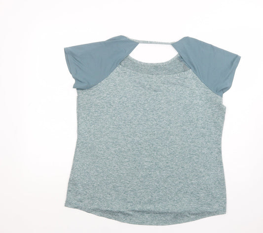 Dunnes Stores Womens Green Polyester Basic T-Shirt Size L Boat Neck
