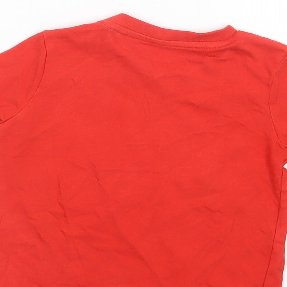 F&F Baby Red Cotton Pullover T-Shirt Size 12-18 Months Crew Neck Snap - Santa's Little Helper