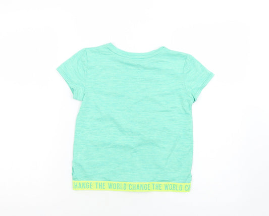 Dunnes Stores Girls Green Polyester Pullover T-Shirt Size 7-8 Years Crew Neck Pullover