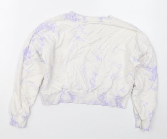 New Look Girls White Cotton Pullover Sweatshirt Size 9 Years Pullover - Purple