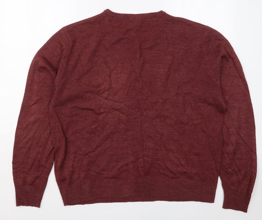 Finest Made Clothing Mens Red Crew Neck Acrylic Pullover Jumper Size XL