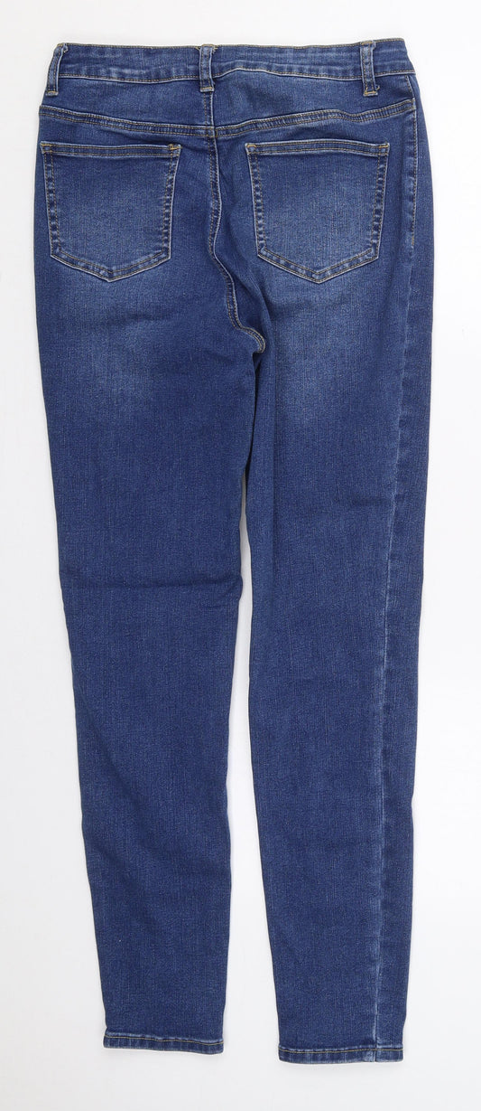 Preworn Womens Blue Cotton Skinny Jeans Size M L29 in Regular Button