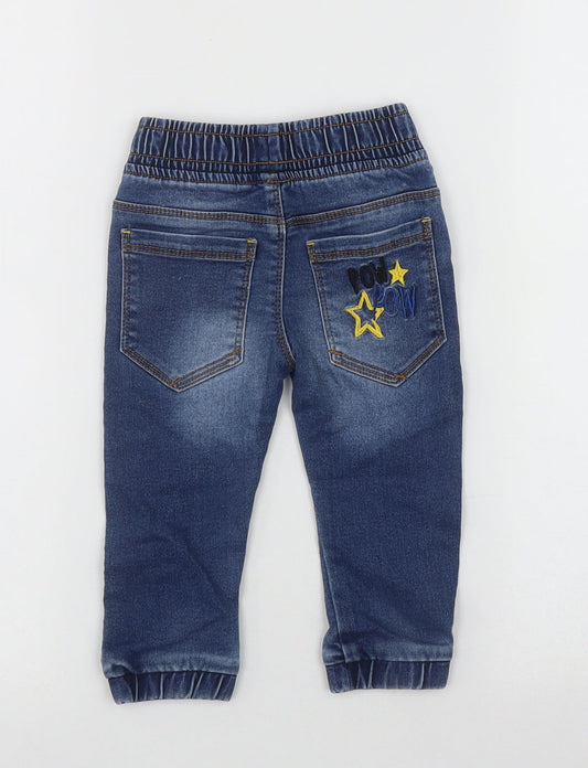 St Bernard Boys Blue Cotton Capri Jeans Size 12 Months Tie