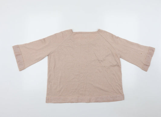 By Swan Womens Beige Viscose Basic Blouse Size S Scoop Neck
