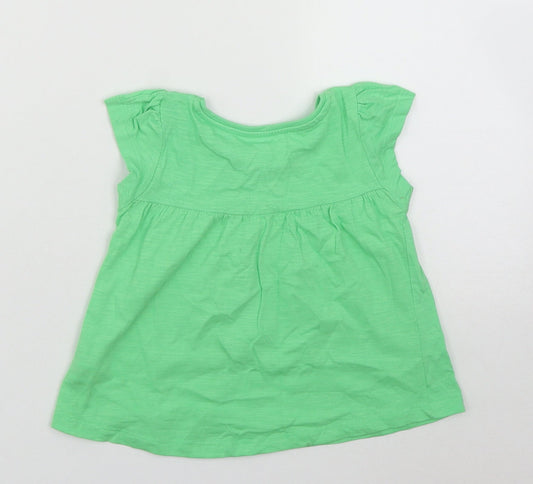 St Bernard Girls Green Cotton Shift Size 18 Months Round Neck