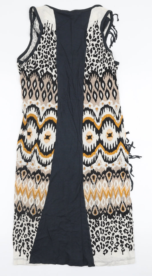 Diamonds Forever Womens Multicoloured Animal Print Viscose Pencil Dress Size 12 Round Neck Pullover