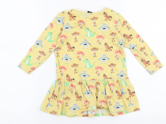 George Girls Yellow 100% Cotton A-Line Size 18-24 Months Round Neck Pullover - Toy story Disney