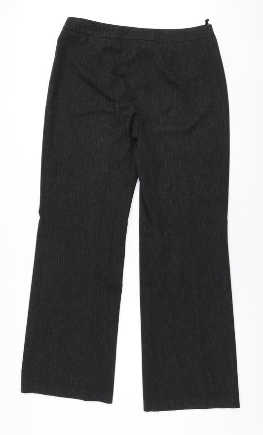 Marks and Spencer Womens Black Polyester Trousers Size 14 L32 in Regular Zip