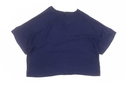 Peacocks Womens Blue Polyester Basic T-Shirt Size 14 Round Neck