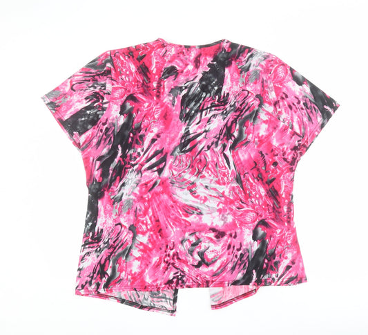 BASSINI Womens Pink Polyester Basic T-Shirt Size M Round Neck