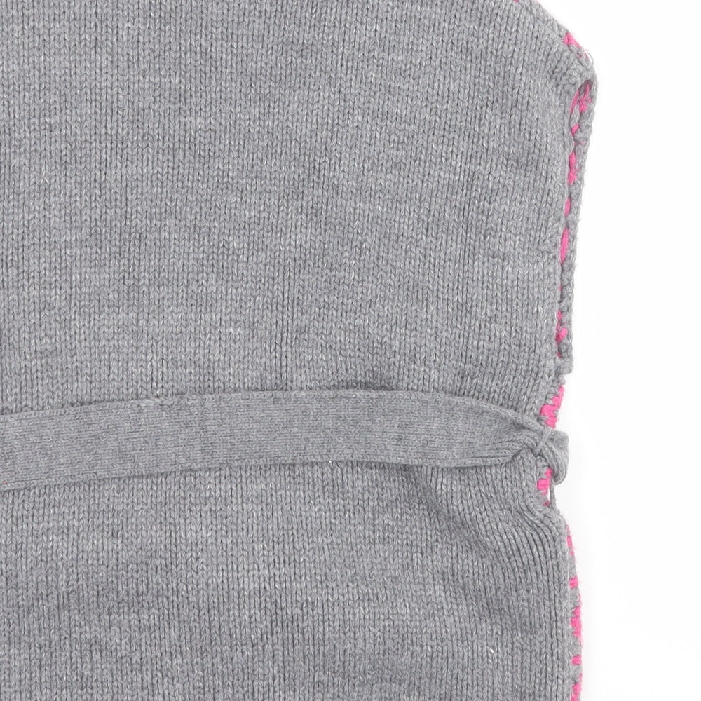 New Look Girls Grey V-Neck Fair Isle Acrylic Cardigan Jumper Size 3 Years Snap