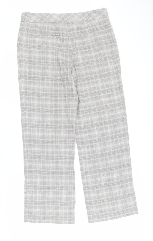 NEXT Womens Multicoloured Plaid Viscose Carrot Trousers Size 12 L30 in Regular Zip