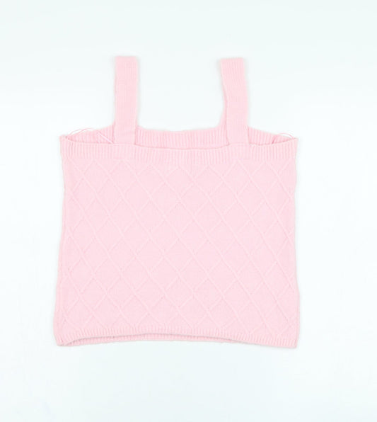 Savida Womens Pink Acrylic Basic Tank Size M Square Neck
