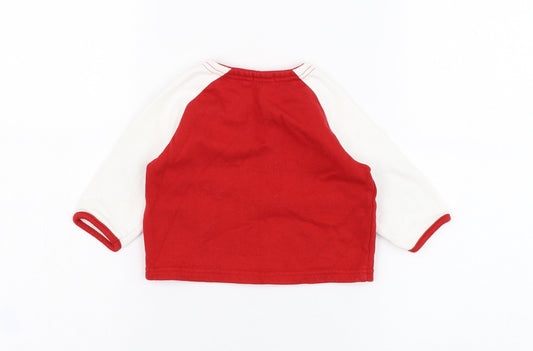 ELLE Boys Red Cotton Full Zip Jumper Size 6-9 Months Zip