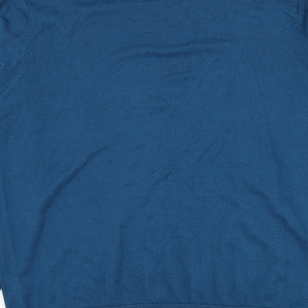 Marks and Spencer Mens Blue V-Neck Acrylic Pullover Jumper Size L
