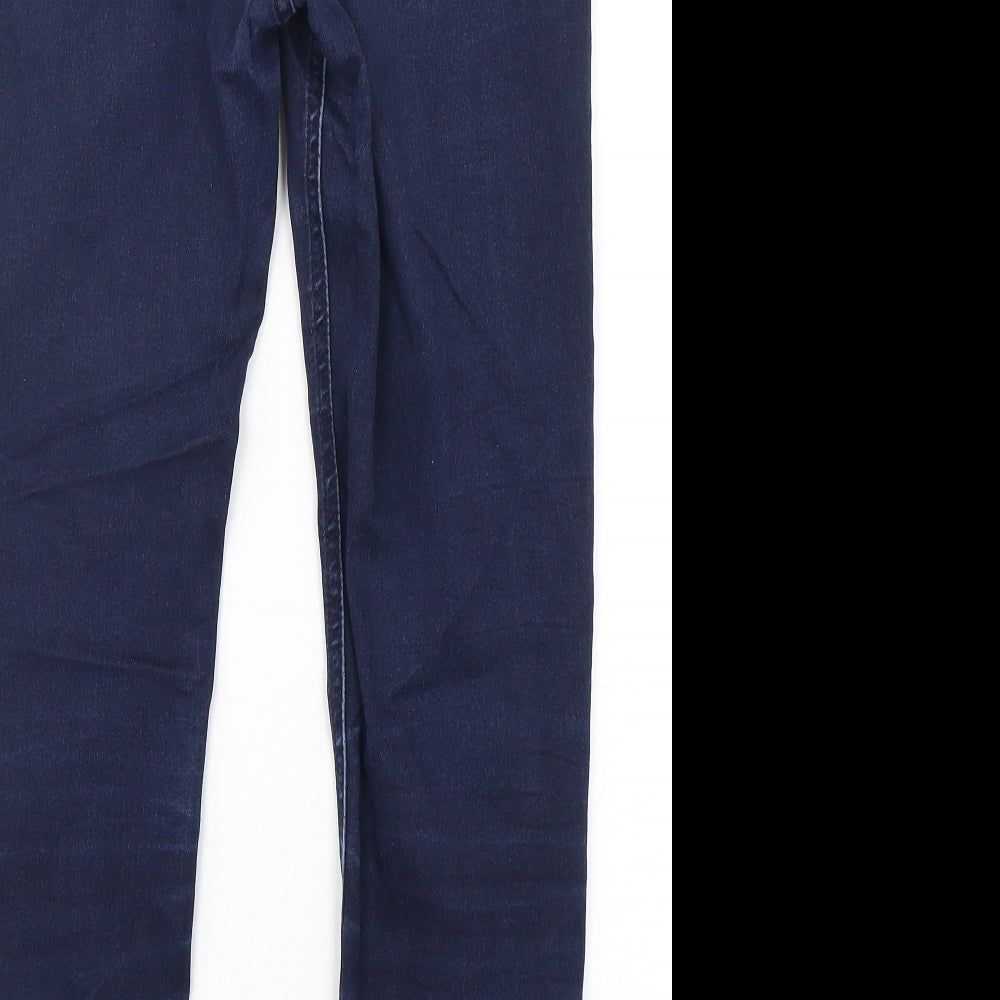 Marks and Spencer Womens Blue Cotton Skinny Jeans Size 10 L28 in Regular Button