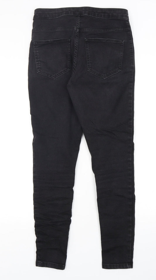Marks and Spencer Womens Black Cotton Skinny Jeans Size 12 L28 in Regular Button