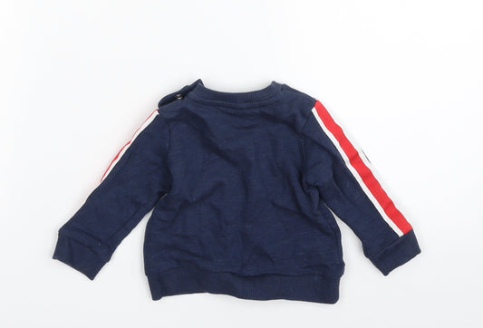 F&F Baby Blue Striped 100% Cotton Pullover Jumper Size 0-3 Months Pullover - Hi