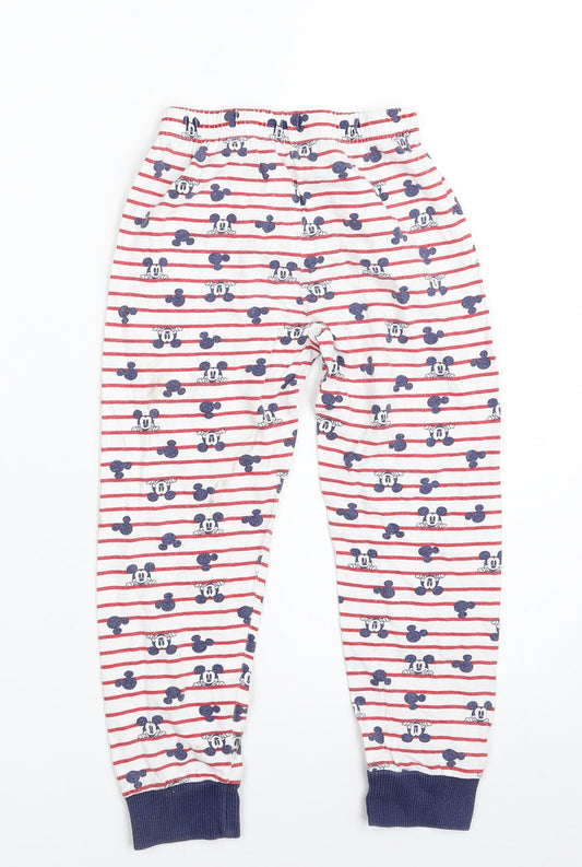 Mothercare Girls White Striped 100% Cotton Carrot Trousers Size 4-5 Years Regular - Disney
