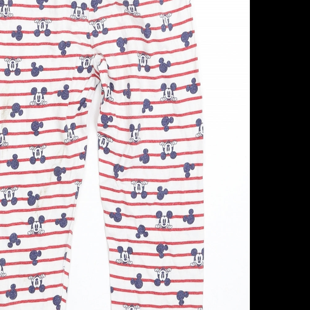 Mothercare Girls White Striped 100% Cotton Carrot Trousers Size 4-5 Years Regular - Disney
