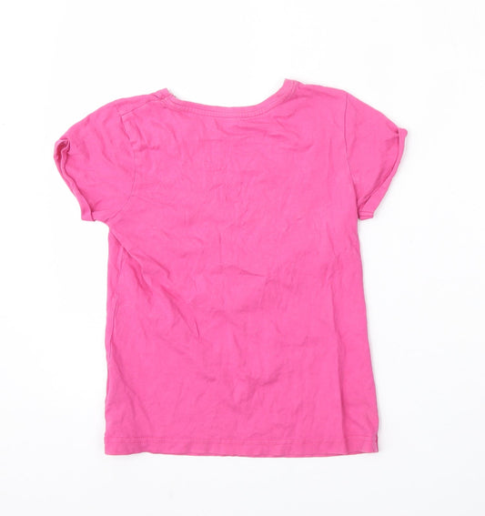 YD Girls Pink Cotton Basic T-Shirt Size 9-10 Years Round Neck - Miami Beach