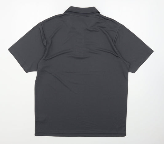 Just Cool Mens Grey Polyester Polo Size M Collared Button