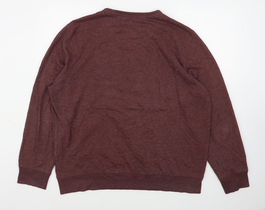 Marks and Spencer Mens Red Round Neck Cotton Pullover Jumper Size XL