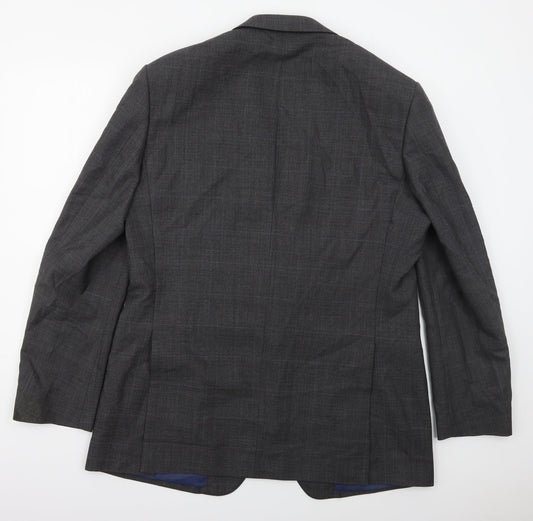 Marks and Spencer Mens Grey Check Wool Jacket Suit Jacket Size 42