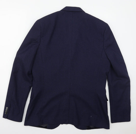 H&M Mens Blue Polyester Jacket Suit Jacket Size 44