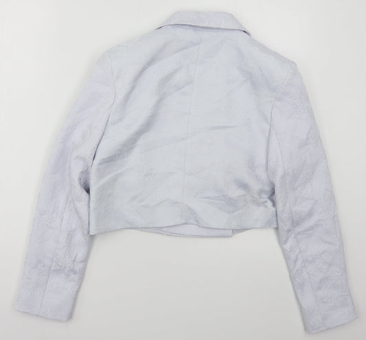 New Look Womens Blue Floral Jacket Size 10 Button