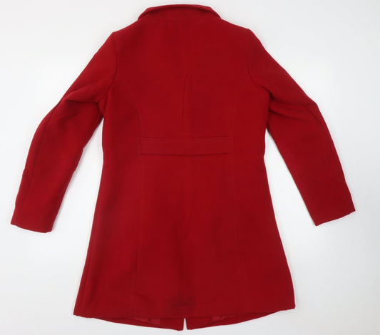 Mystify Womens Red Overcoat Coat Size 12 Button