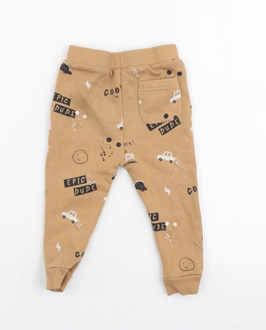 Goerge Boys Brown Cotton Jogger Trousers Size 12-18 Months Pullover