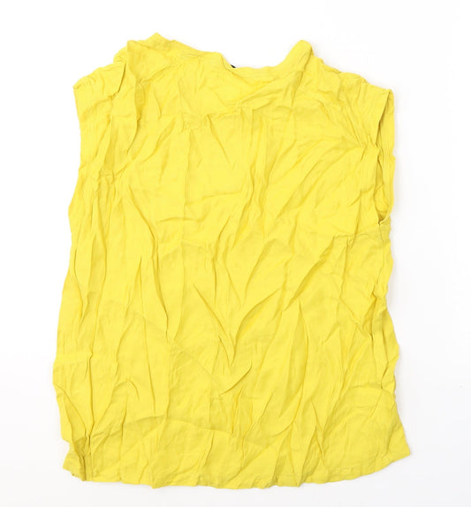 OPUS Womens Yellow Viscose Basic Tank Size 10 Round Neck