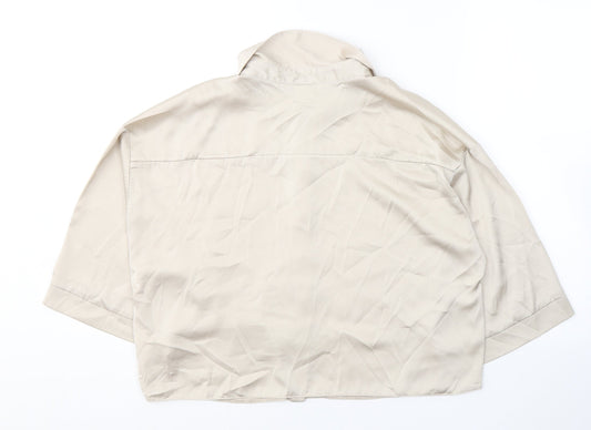 River Island Womens Beige Polyester Basic Button-Up Size 12 Collared