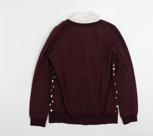 MA.TSU Mi Womens Purple Plaid Polyester Pullover Sweatshirt Size S Pullover