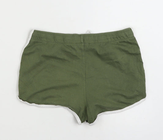 Primark Womens Green 100% Cotton Sweat Shorts Size 6 Regular Drawstring - Size 6/8