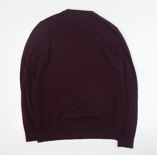 Burton Mens Purple V-Neck Cotton Pullover Jumper Size M