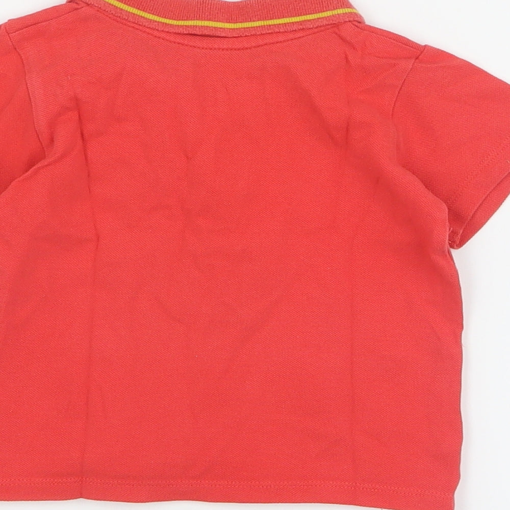 Marks and Spencer Baby Red 100% Cotton Basic Polo Size 6-9 Months Collared Button