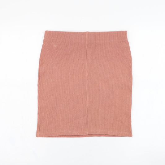 New Look Womens Pink Cotton Straight & Pencil Skirt Size 10