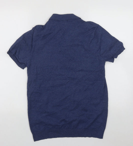Dunnes Mens Blue Collared Cotton Pullover Jumper Size S