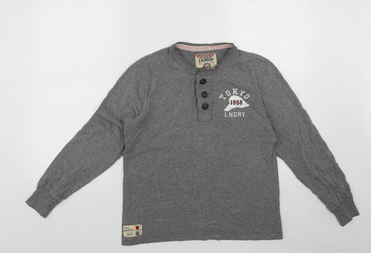 Tokyo Mens Grey Round Neck  Cotton Pullover Jumper Size S