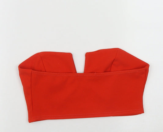 Misspap Womens Orange Polyester Cropped Blouse Size 10 V-Neck - Tube Top
