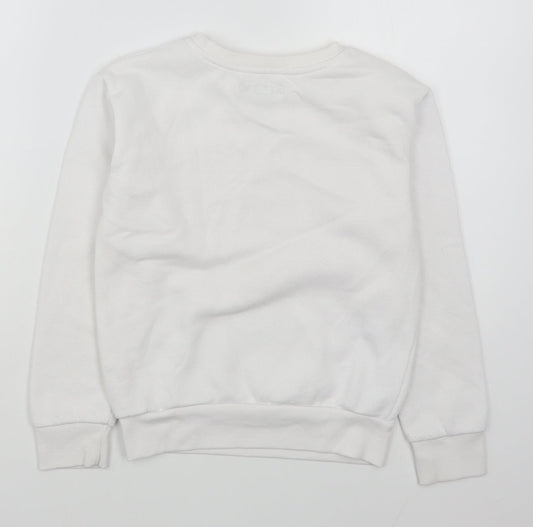 Primark Girls White Cotton Pullover Sweatshirt Size 9-10 Years Pullover