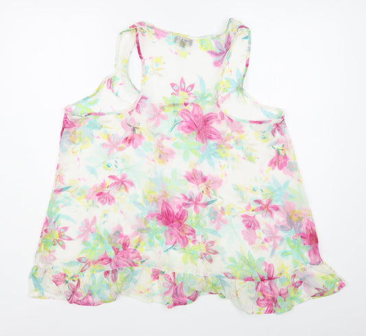 Chemistry Womens Multicoloured Floral Polyester Basic Tank Size L Scoop Neck