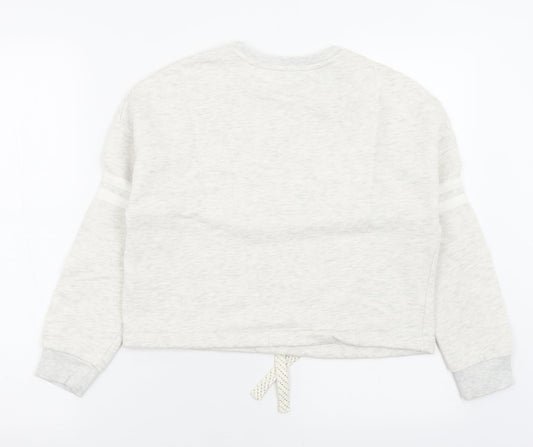 Marks and Spencer Girls Grey Crew Neck Cotton Pullover Jumper Size 10-11 Years Pullover