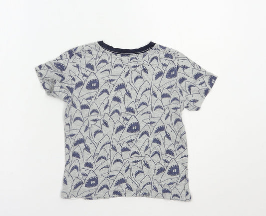 Gap Boys Grey Geometric Cotton Pullover T-Shirt Size 4 Years Crew Neck Pullover - Shark Print