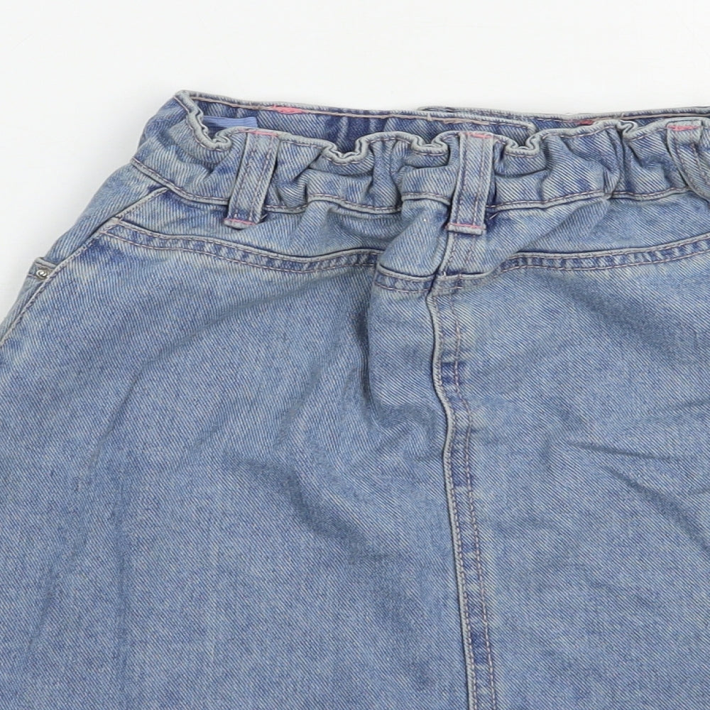 Matalan Girls Blue Floral Cotton Mini Skirt Size 9 Years Regular Button