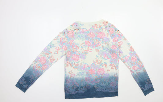 Topshop Womens Multicoloured Floral Cotton Pullover Sweatshirt Size 8 Pullover