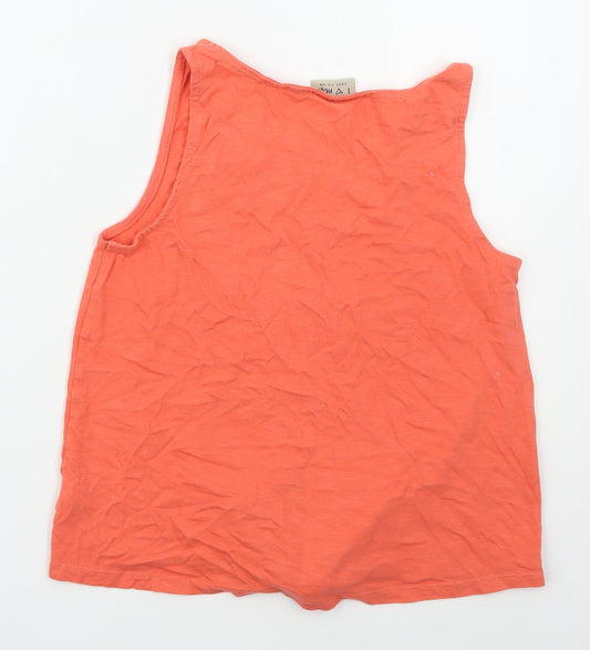 NEXT Girls Pink Cotton Basic Tank Size 13 Years Boat Neck Pullover - Tie Front